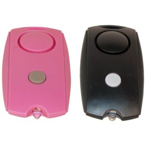 Mini Personal Alarm with LED flashlight and Belt Clip pink and black coplors