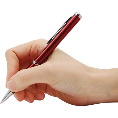 Pen Knife closed knife red color and holding like writing a pen