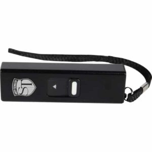 Slider Stun Gun LED Flashlight USB Recharger black color back view