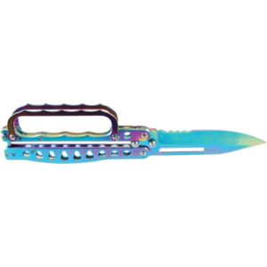 Butterfly Trench Knife Plasma -holding the knife - upright the blade