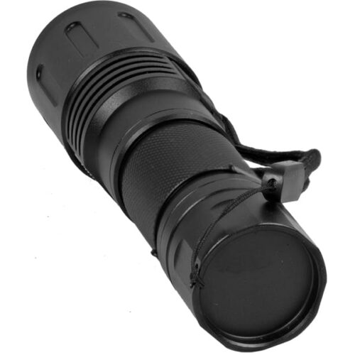 Safety Technology 3000 Lumen LED Self Defense Zoomable Flashlight -diagonally view