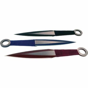 3 Piece Throwing Knife Assorted Color – Black, Blue, Red -