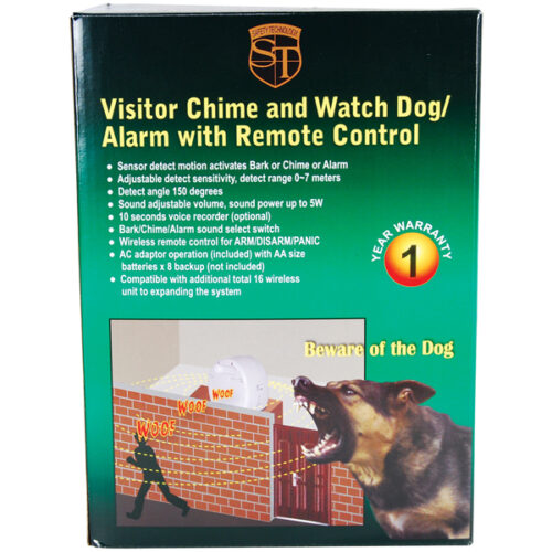 Electronic Barking Dog Alarm backside of the package