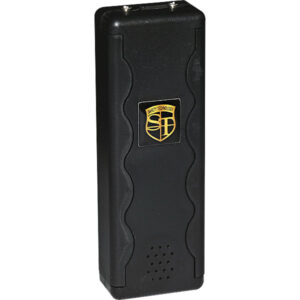 SAL Stun Gun with Alarm and Flashlight black color and device has a vertical view