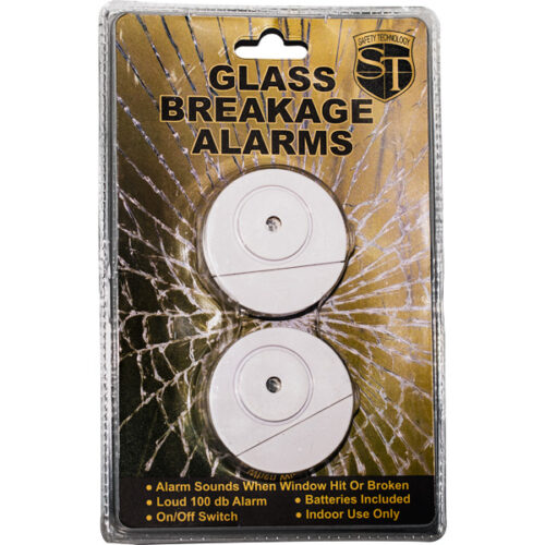 Glass Break Alarm 100dB 2 Pack is sealed in the package