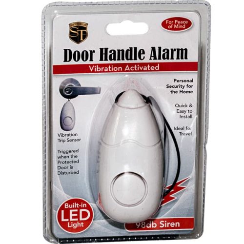 Portable Door Guard 98dB Alarm with Flashlight is sealed package